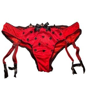 Pretty Little Things Victoria Secret Red and Black Spade Panties